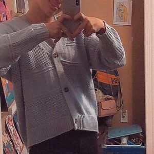 Chunky Oversized Light Blue Cardigan